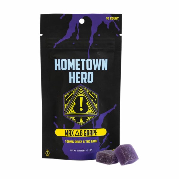 Hometown Hero Delta 8 Max Gummies Grape 10ct