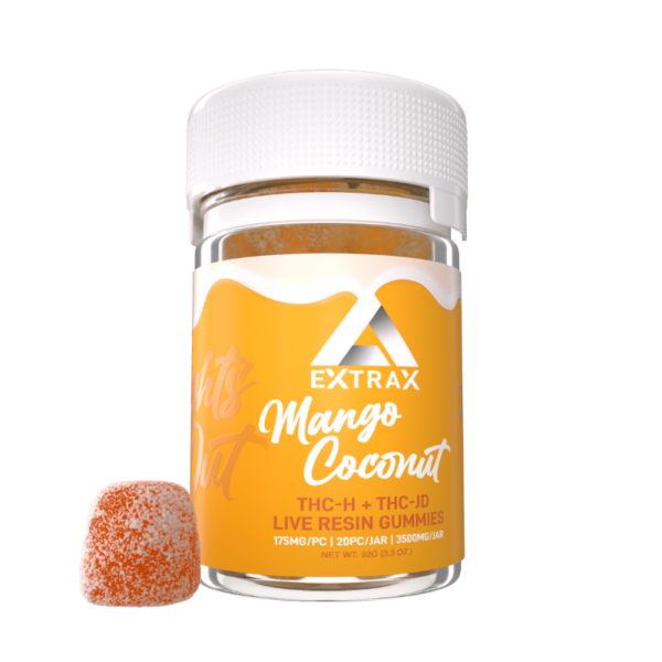 Extrax Lights Outs THC-JD Gummies Mango Coconut 20ct