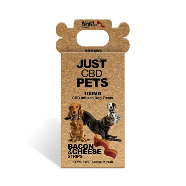 JustCBD CBD Dog Treats 100mg - Bacon & Cheese Strips