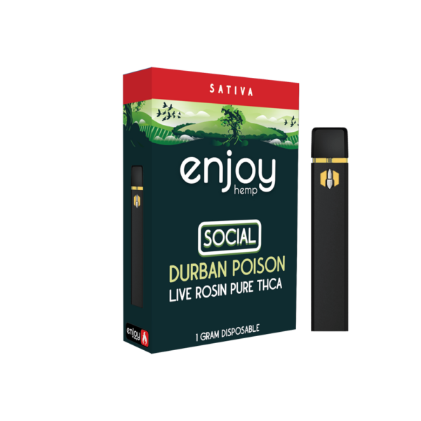 Enjoy Live Rosin Pure THCA Disposable 1g - Durban Poison For Social