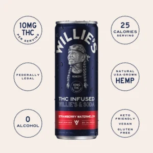 Willie’s & Soda THC Seltzer Strawberry Watermelon 10mg